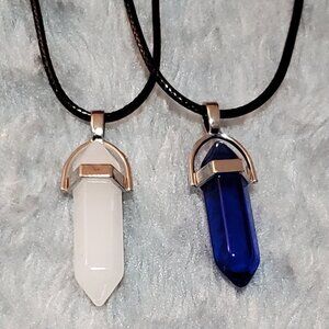 Hexagonal Crystal Point Pendant Necklace Jewelry (1 Pair)
